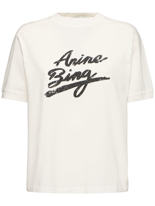 ANINE BING: Jaylin logo cotton jersey t-shirt - women_0 | Luisa Via Roma