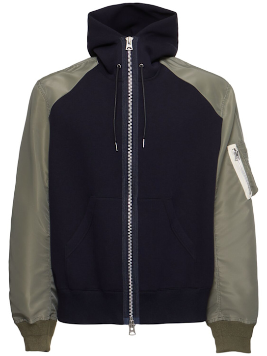 Sacai: Sponge cotton blend hoodie - men_0 | Luisa Via Roma