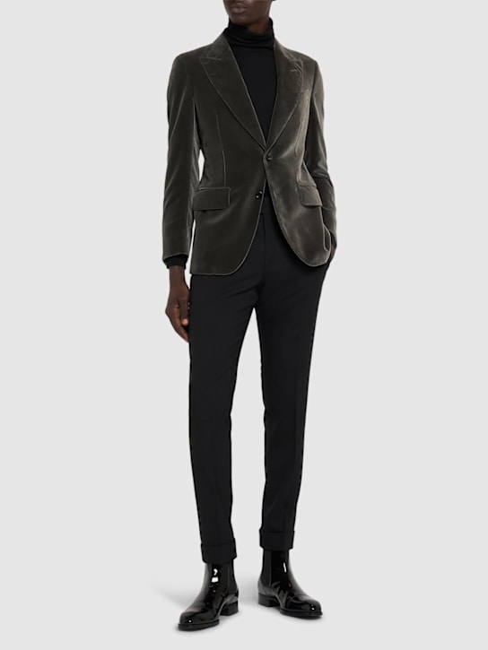 Tom Ford: Compact light velvet blazer - Black - men_1 | Luisa Via Roma