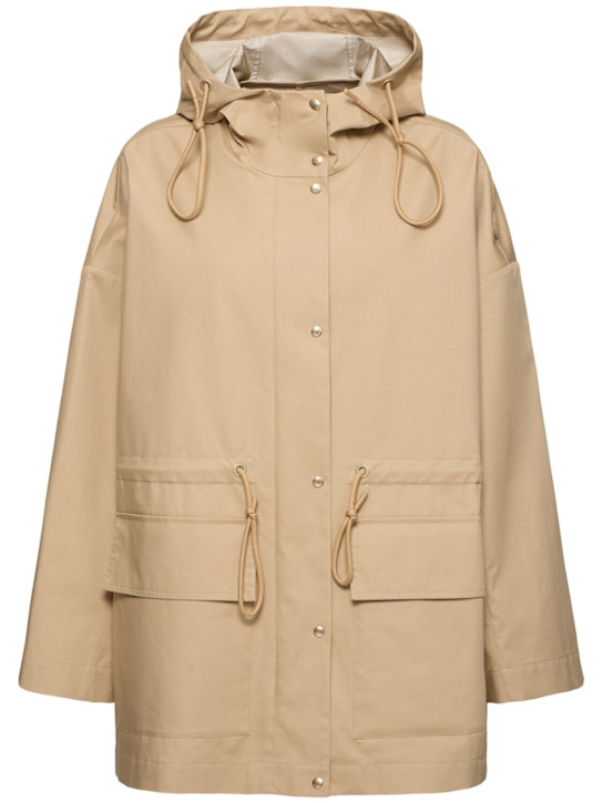 Moncler: Parka Gaillon in misto cotone - Beige - women_0 | Luisa Via Roma