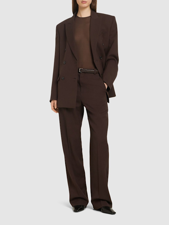 Wardrobe.nyc: Pantaloni dritti in lana - Marrone Scuro - women_1 | Luisa Via Roma