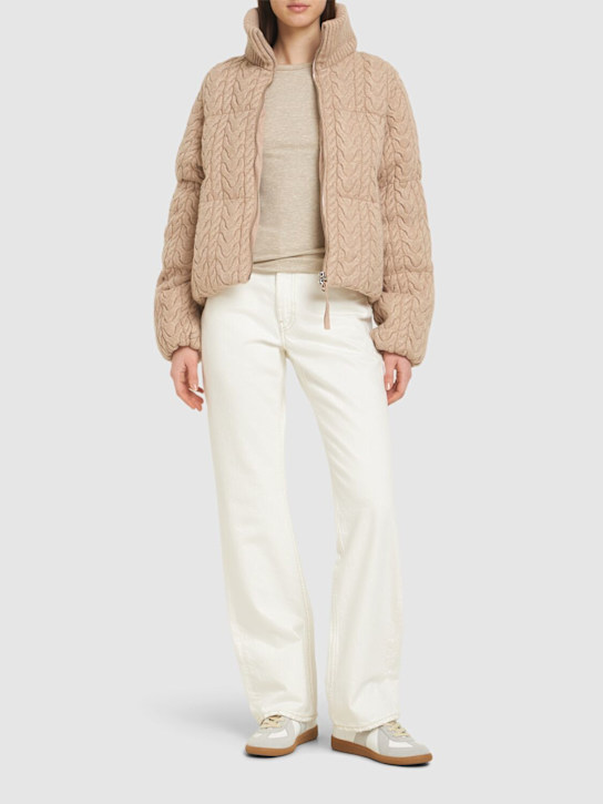 Varley: Reggie cable knit puffer jacket - women_1 | Luisa Via Roma
