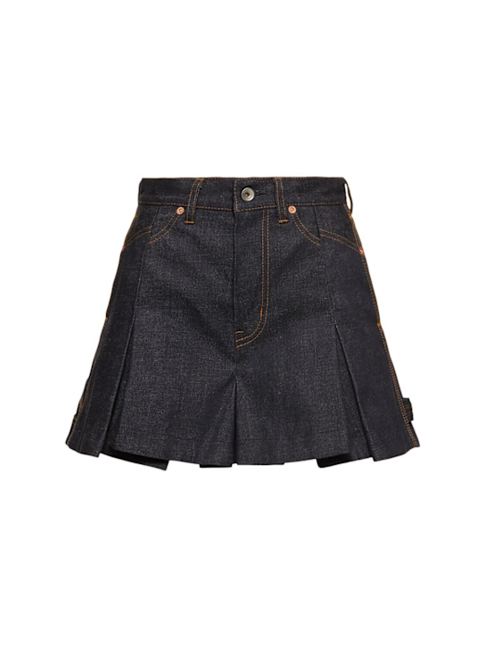 Sacai: Cotton denim skort - women_0 | Luisa Via Roma