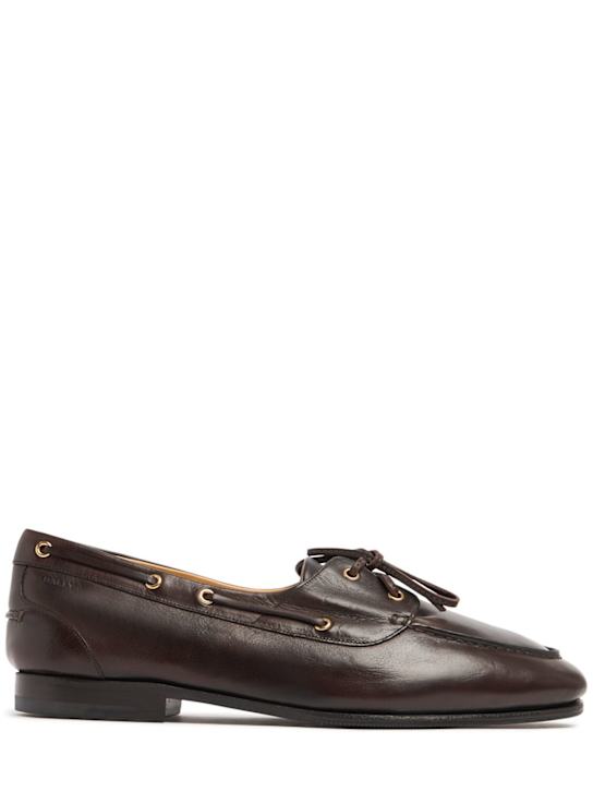 Bally: Pathy leather loafers - Ebony - men_0 | Luisa Via Roma