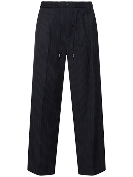Dunst: Lounge poly blend pants - Navy Stripe - men_0 | Luisa Via Roma