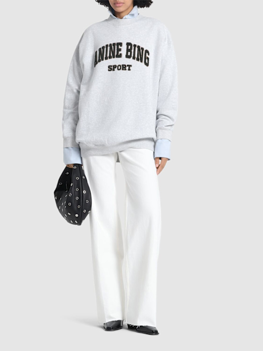 ANINE BING: Tyler logo cotton sweatshirt - Grey - women_1 | Luisa Via Roma