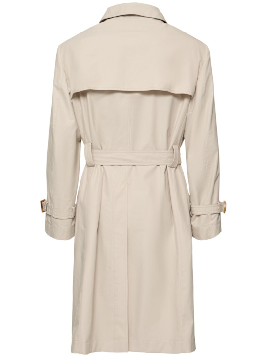 Brunello Cucinelli: Long cotton blend trench coat - Beige Freddo - men_4 | Luisa Via Roma