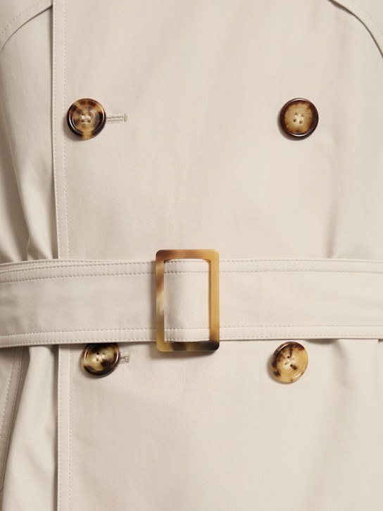 Brunello Cucinelli: Long cotton blend trench coat - Beige Freddo - men_5 | Luisa Via Roma