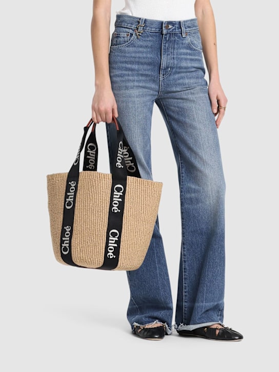 Chloé: Large Woody paper tote bag - women_1 | Luisa Via Roma