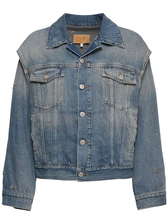MM6 Maison Margiela: Giacca in denim - Grigio Blu - women_0 | Luisa Via Roma