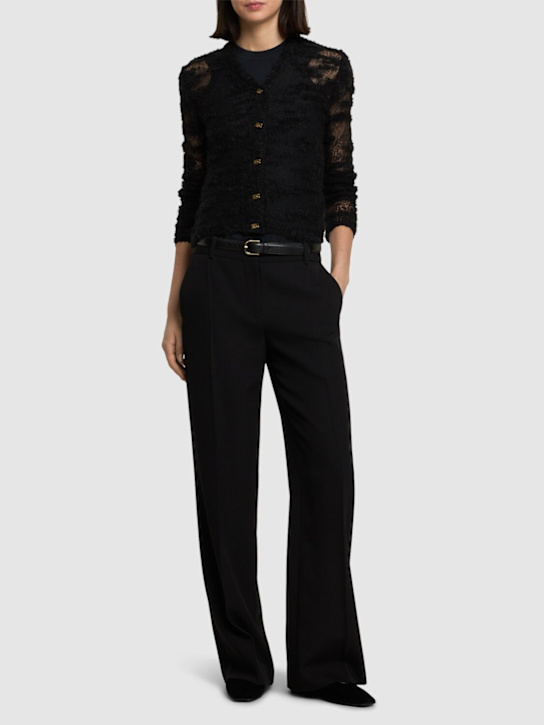 GANNI: Mohair blend bouclé cardigan - women_1 | Luisa Via Roma