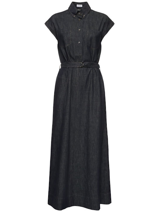 Denim midi shirt dress - Thumbnail 1