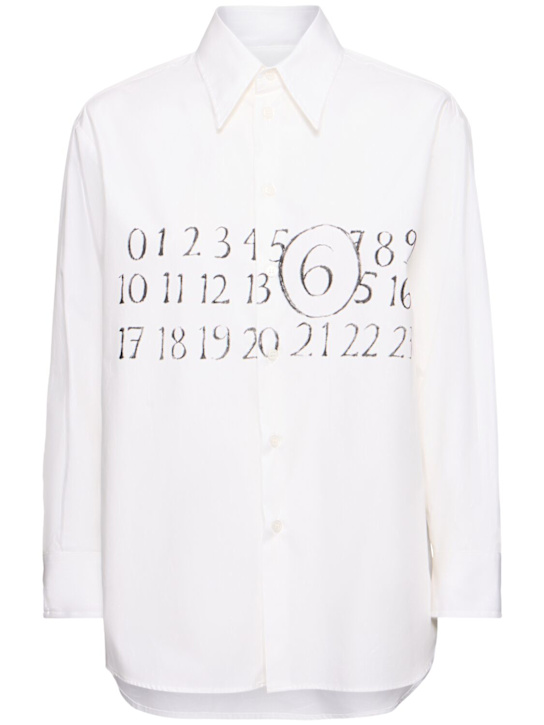 MM6 Maison Margiela: Logo cotton poplin shirt - women_0 | Luisa Via Roma