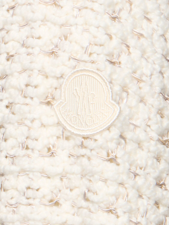 Moncler: Cotton blend textured sweater - White - women_4 | Luisa Via Roma