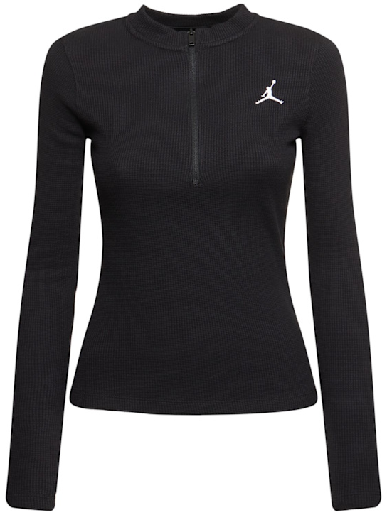 Jordan: Jordan long sleeve cotton blend t-shirt - women_0 | Luisa Via Roma