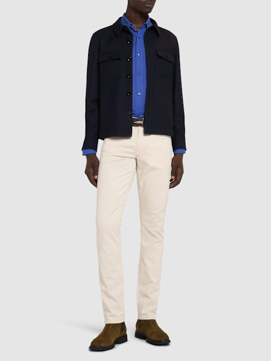 Tom Ford: 羊毛&真丝夹克 - 海军蓝 - men_1 | Luisa Via Roma