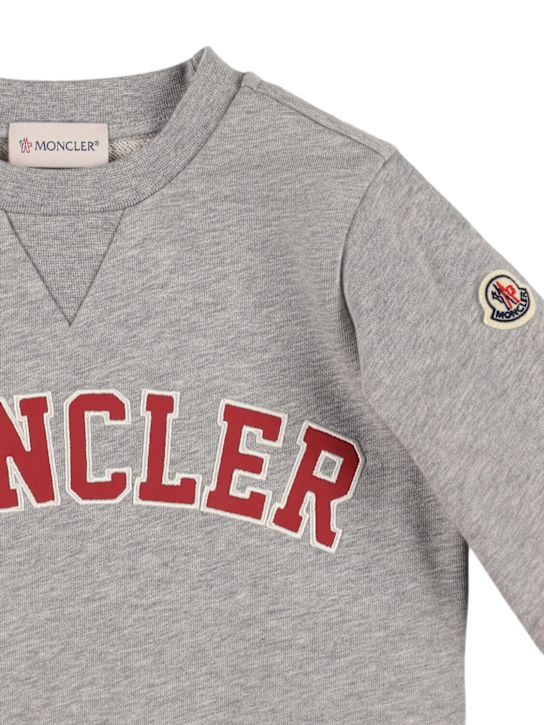 Moncler: Embroidered logo cotton sweatshirt - kids-boys_1 | Luisa Via Roma
