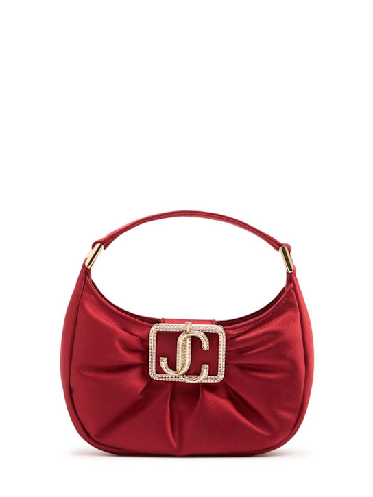 Jimmy Choo: Mini Edie satin hobo bag - Ruby Red - women_0 | Luisa Via Roma