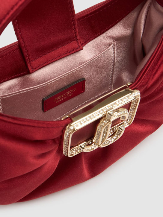 Jimmy Choo: Mini Edie satin hobo bag - Ruby Red - women_6 | Luisa Via Roma