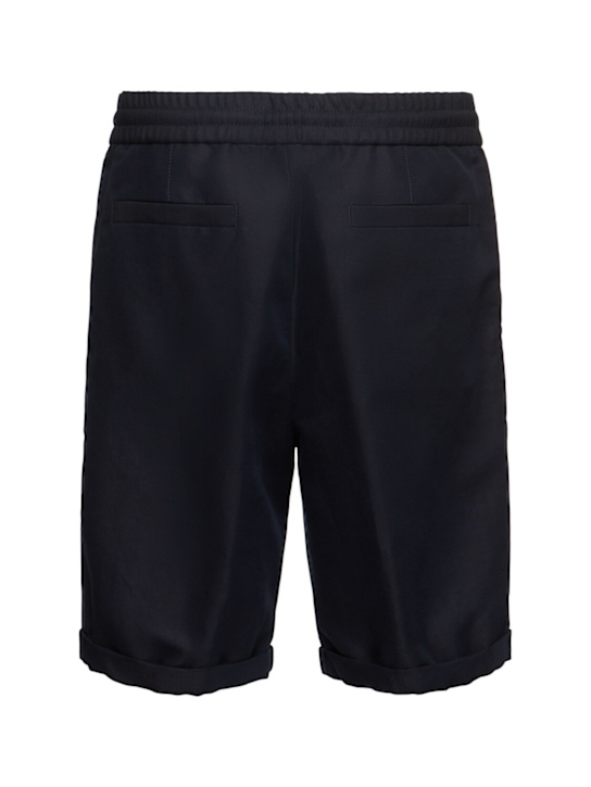 Brunello Cucinelli: Cotton & linen Bermuda shorts - Navy - men_3 | Luisa Via Roma