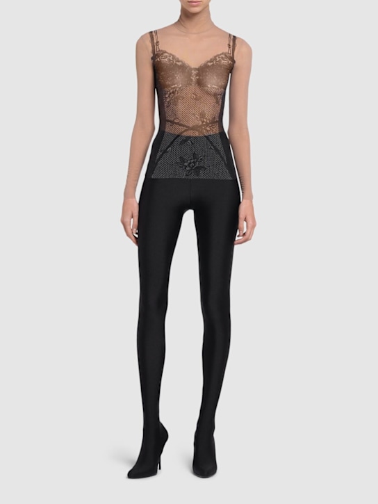 Balenciaga: Trompe l'oeil sheer printed top - Black/Beige - women_1 | Luisa Via Roma