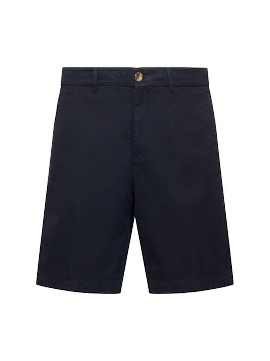 Brunello Cucinelli: Cotton Bermuda shorts - Navy - men_0 | Luisa Via Roma