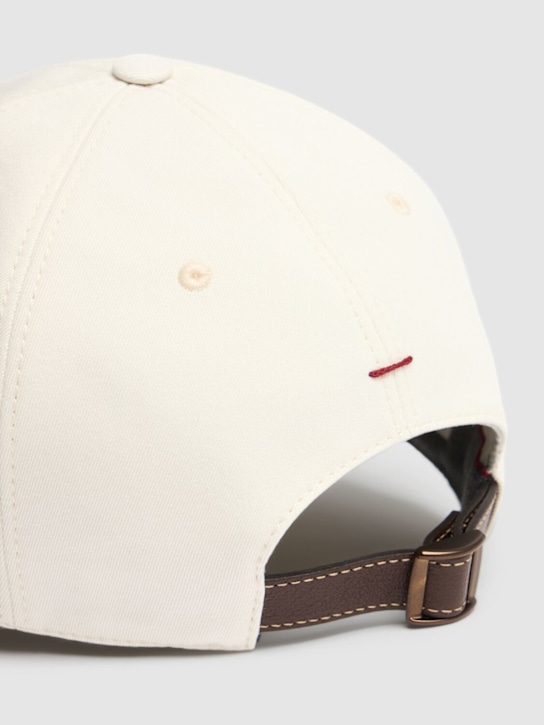 Brunello Cucinelli: Cotton logo hat - Off White - men_3 | Luisa Via Roma