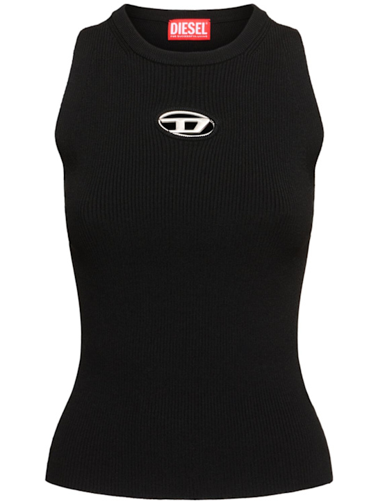 Diesel: M-Caddix ribbed logo tank top - women_0 | Luisa Via Roma
