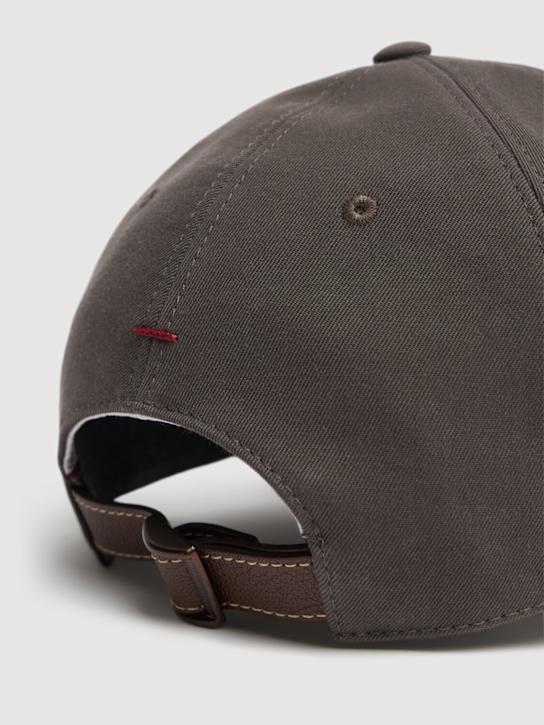 Brunello Cucinelli: Cotton logo hat - Brown - men_3 | Luisa Via Roma