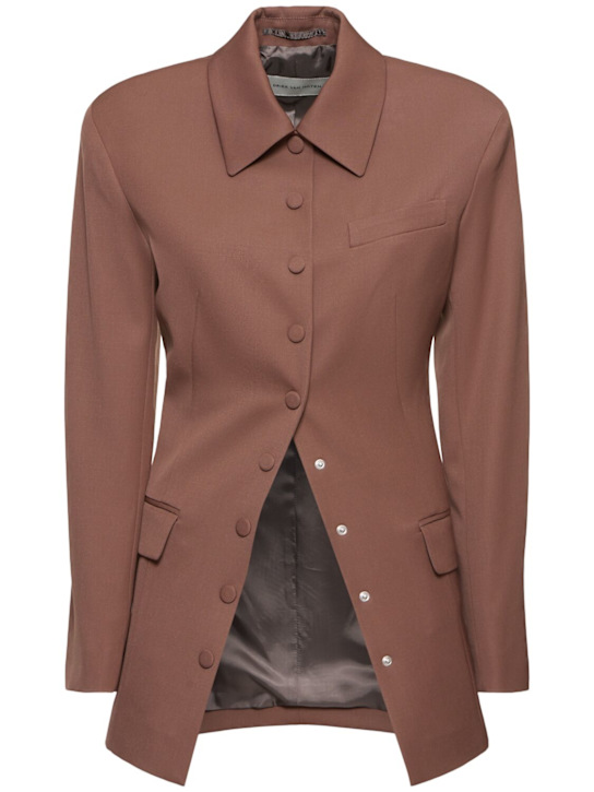 Dries Van Noten: Benny wool gabardine jacket - Taupe - women_0 | Luisa Via Roma