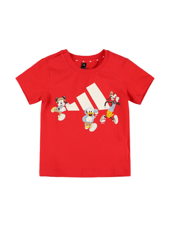 adidas Originals: Cotton blend jersey t-shirt w/logo - Kırmızı - kids-boys_0 | Luisa Via Roma