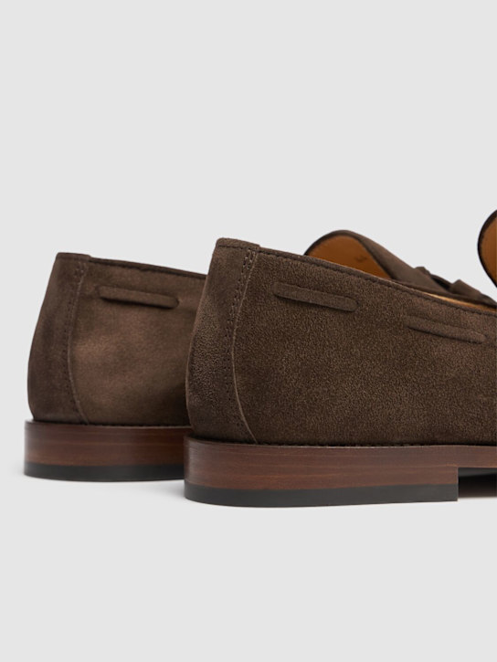 Brunello Cucinelli: Suede loafers - Ebony - men_3 | Luisa Via Roma