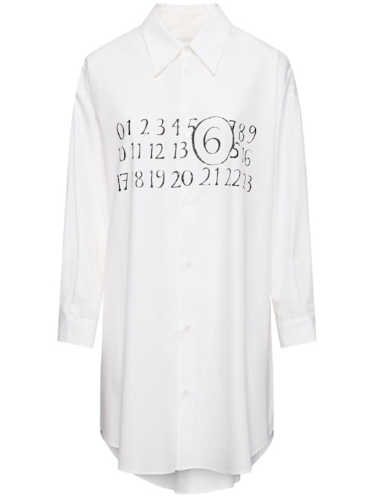 MM6 Maison Margiela: Logo cotton poplin mini dress - women_0 | Luisa Via Roma