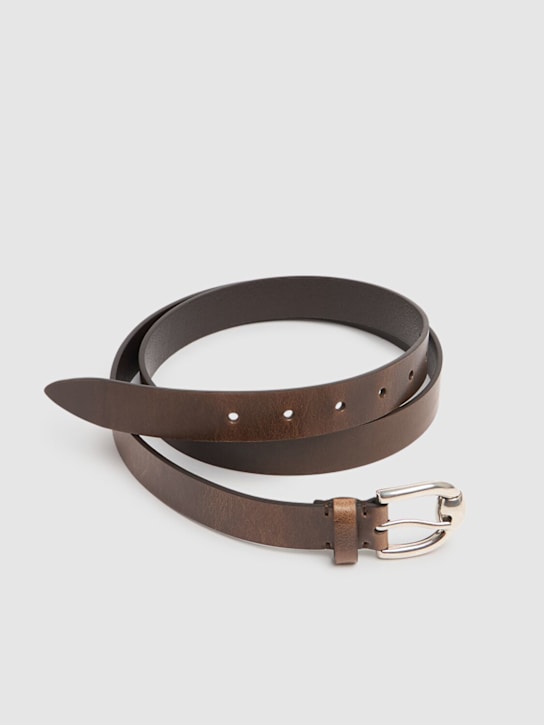 Brunello Cucinelli: Leather belt - Brown - men_1 | Luisa Via Roma