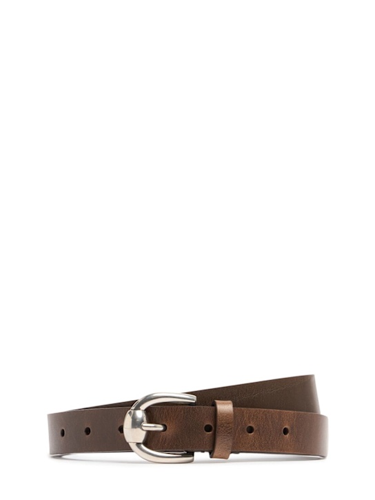 Brunello Cucinelli: Leather belt - Brown - men_0 | Luisa Via Roma