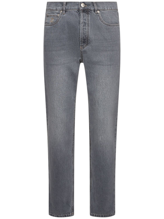 Brunello Cucinelli: 棉质牛仔裤 - Denim Grigio Me - men_0 | Luisa Via Roma