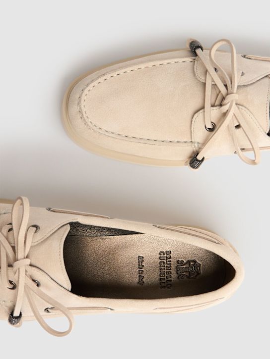 Brunello Cucinelli: 20毫米麂皮乐福鞋 - Oat - women_3 | Luisa Via Roma