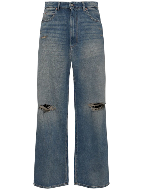 MM6 Maison Margiela: 5-pocket distressed denim jeans - men_0 | Luisa Via Roma