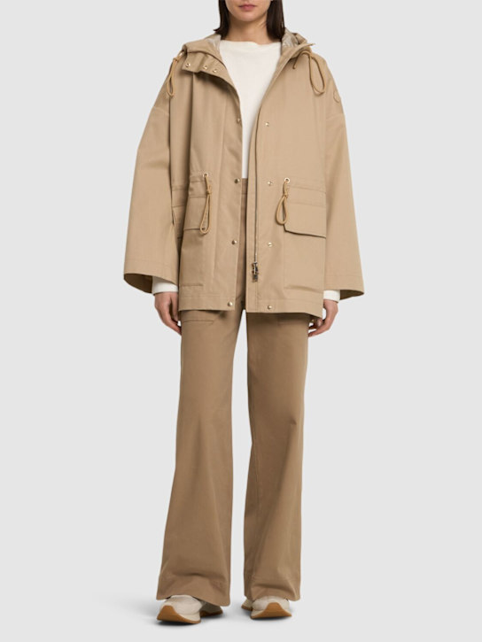 Moncler: Parka Gaillon in misto cotone - Beige - women_1 | Luisa Via Roma