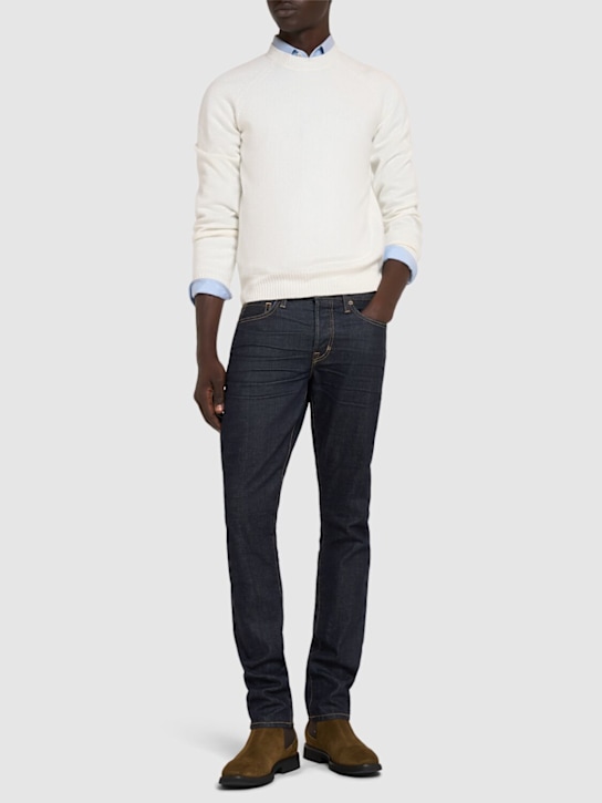 Tom Ford: Maglia girocollo in lana e cashmere - Bianco - men_1 | Luisa Via Roma