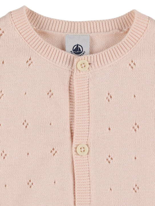 Petit Bateau: Cotton knit cardigan - Light Pink - kids-girls_1 | Luisa Via Roma
