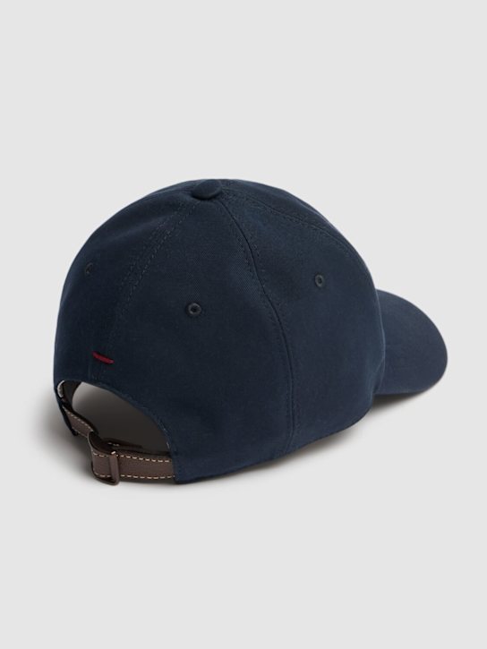 Brunello Cucinelli: Cotton logo hat - Navy - men_3 | Luisa Via Roma