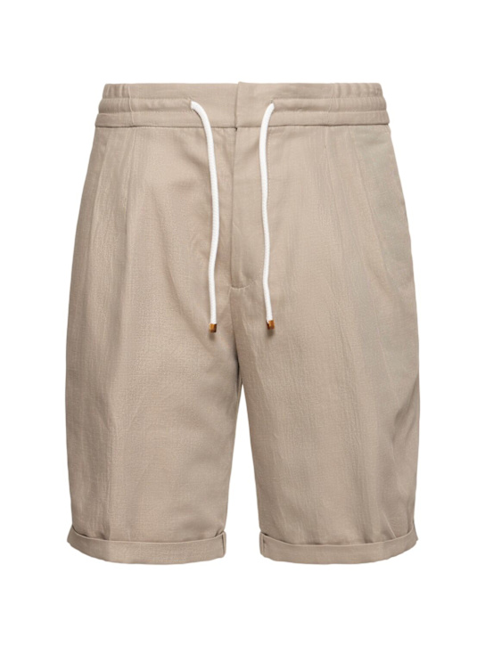 Brunello Cucinelli: Cotton & linen Bermuda shorts - Juta - men_0 | Luisa Via Roma