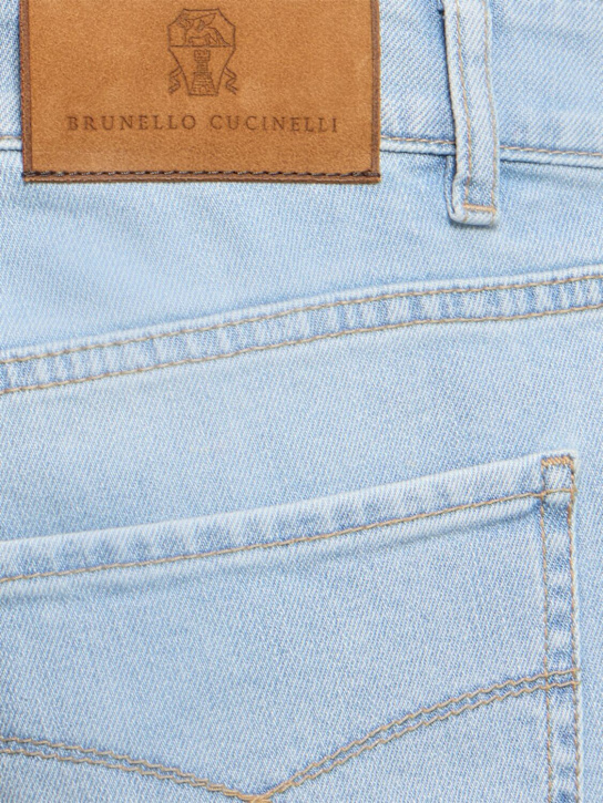 Brunello Cucinelli: 石洗棉质牛仔裤 - Light Wash - men_4 | Luisa Via Roma