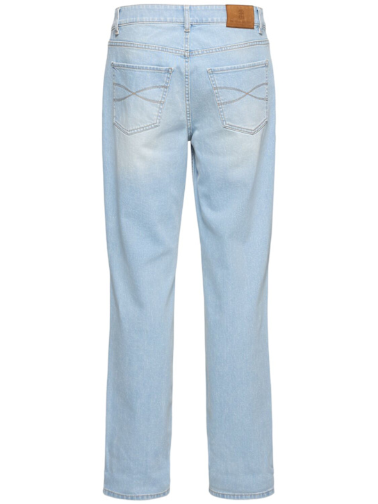 Brunello Cucinelli: 石洗棉质牛仔裤 - Light Wash - men_3 | Luisa Via Roma