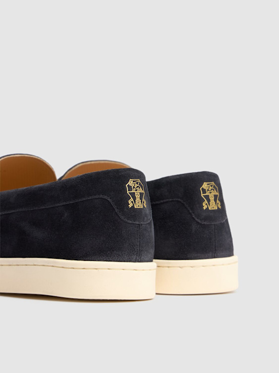 Brunello Cucinelli: Suede loafers - Profondo - men_4 | Luisa Via Roma