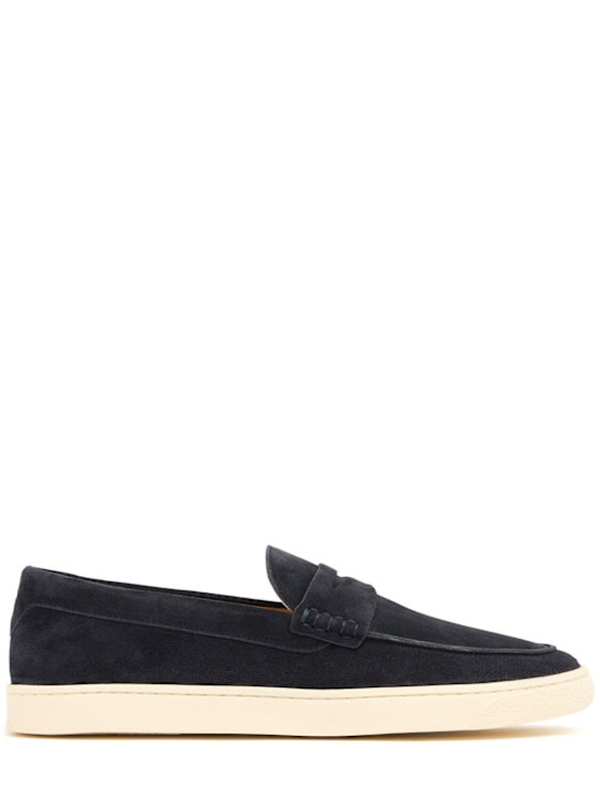 Brunello Cucinelli: Suede loafers - Profondo - men_0 | Luisa Via Roma