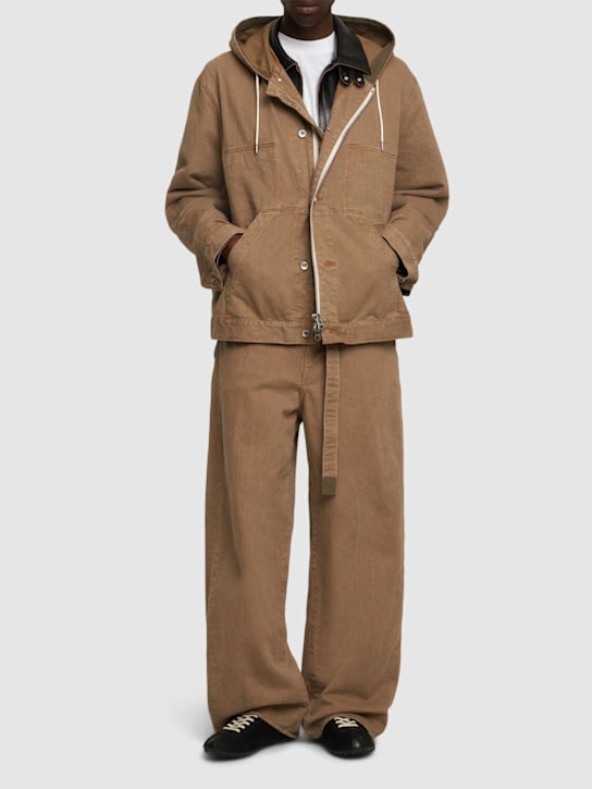 Sacai: Denim hoodie - Beige - men_1 | Luisa Via Roma