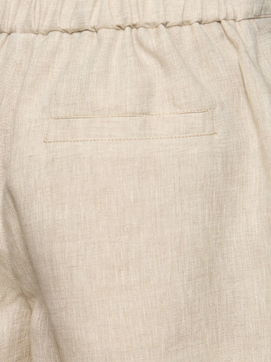 Brunello Cucinelli: Light linen Bermuda shorts - Taupe - women_4 | Luisa Via Roma