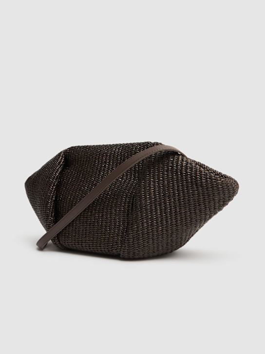 Brunello Cucinelli: Small raffia clutch - Dark Brown - women_3 | Luisa Via Roma